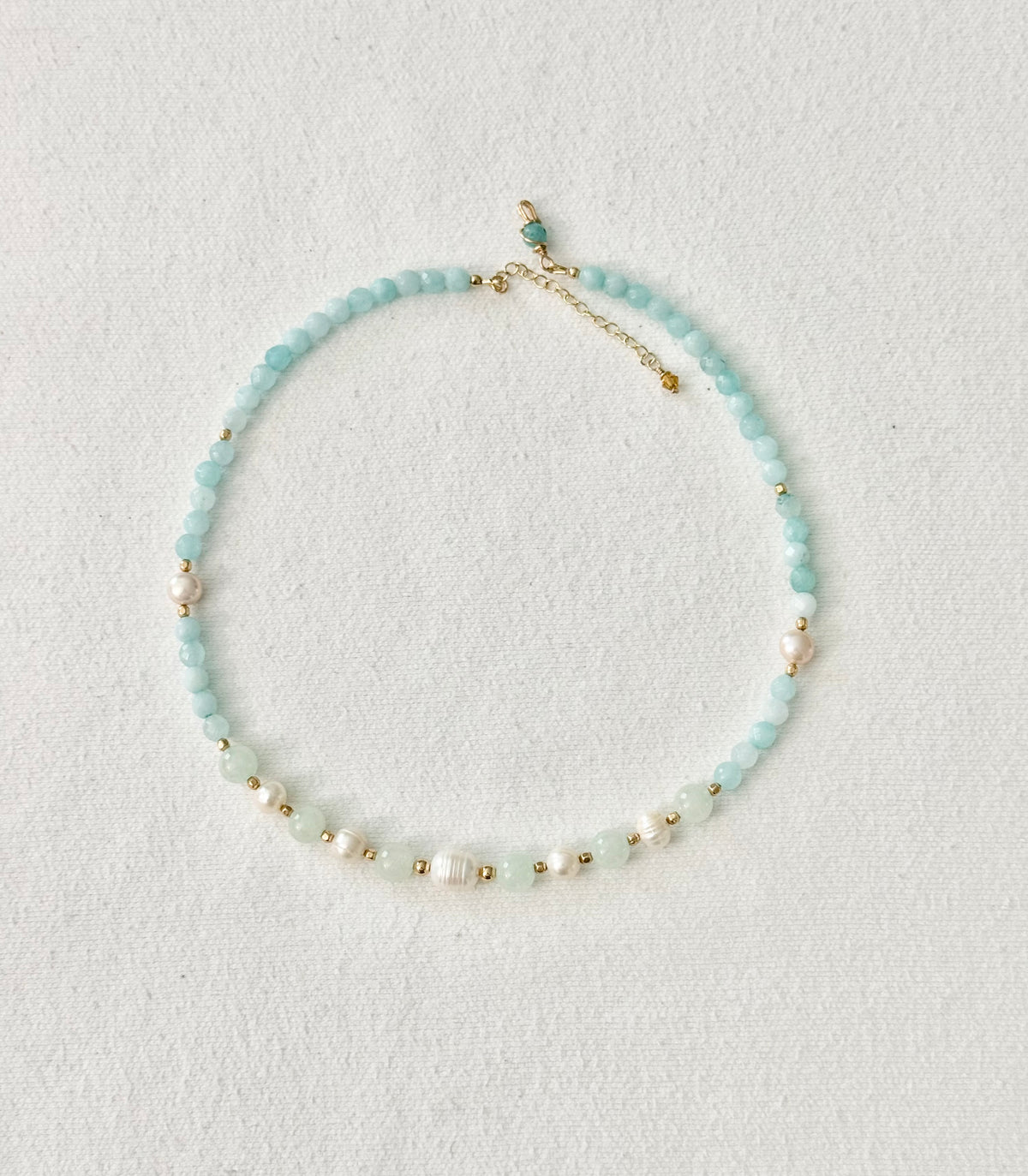 Ocean Breeze Aqua Quartz & Freshwater Pearl Necklace