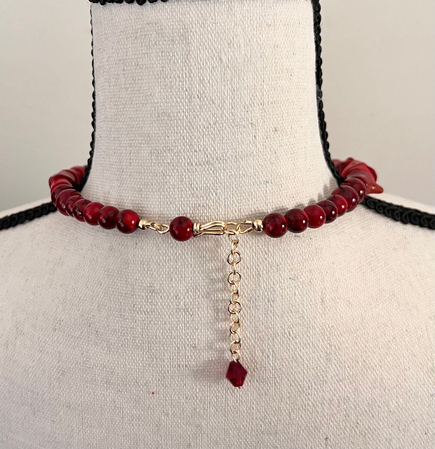 Red Coral Statement Collar Necklace