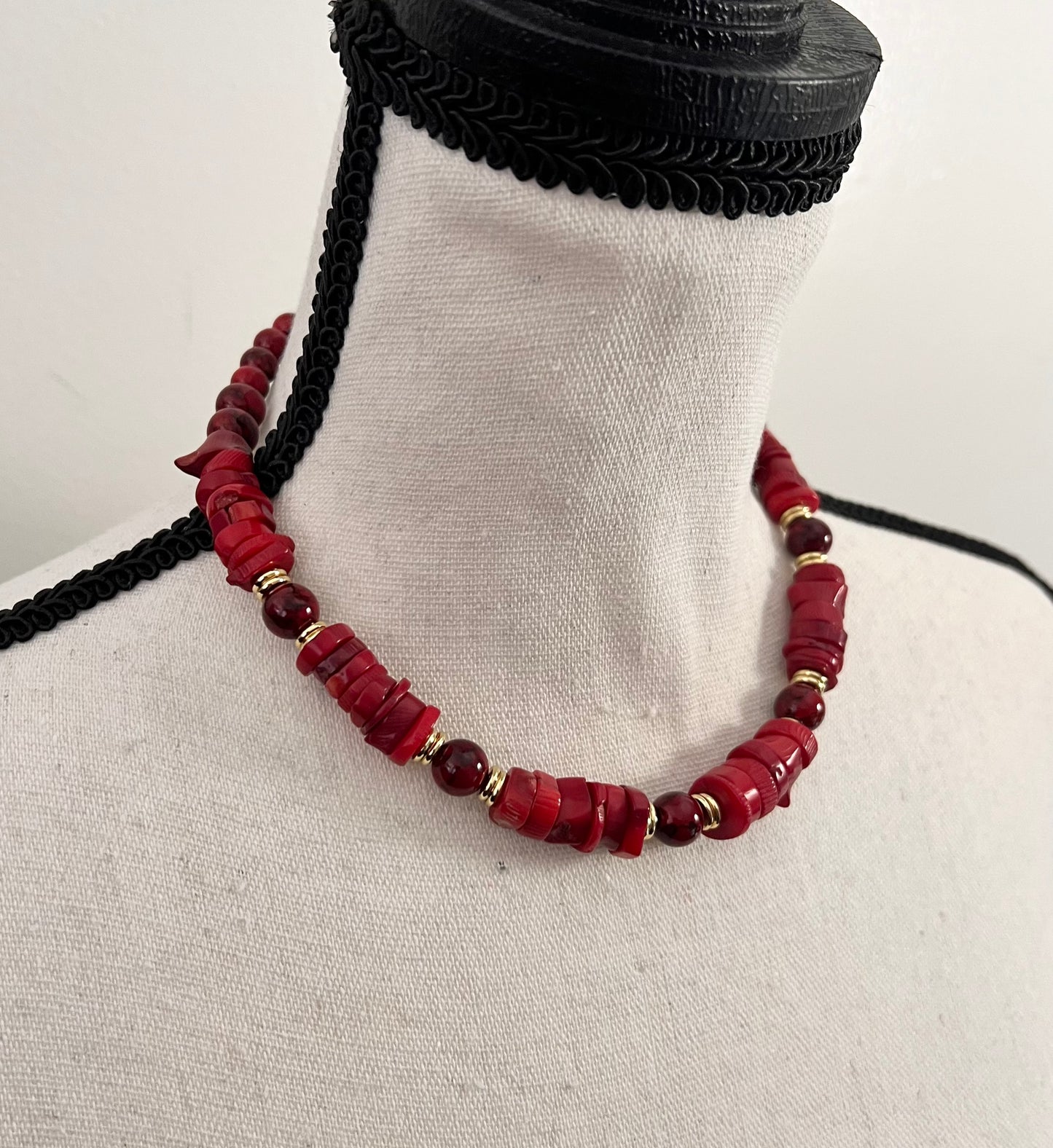 Red Coral Statement Collar Necklace