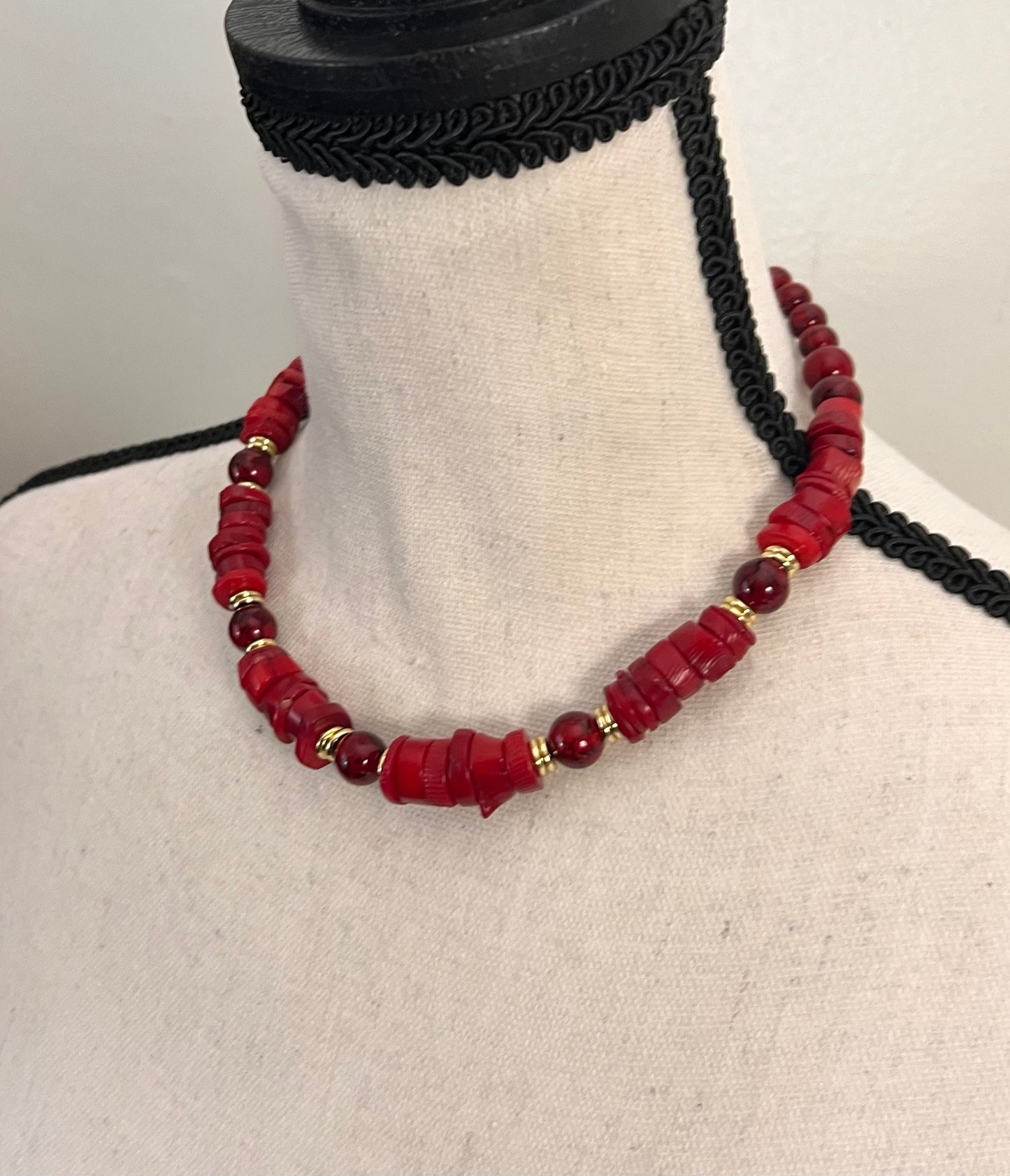 Red Coral Statement Collar Necklace