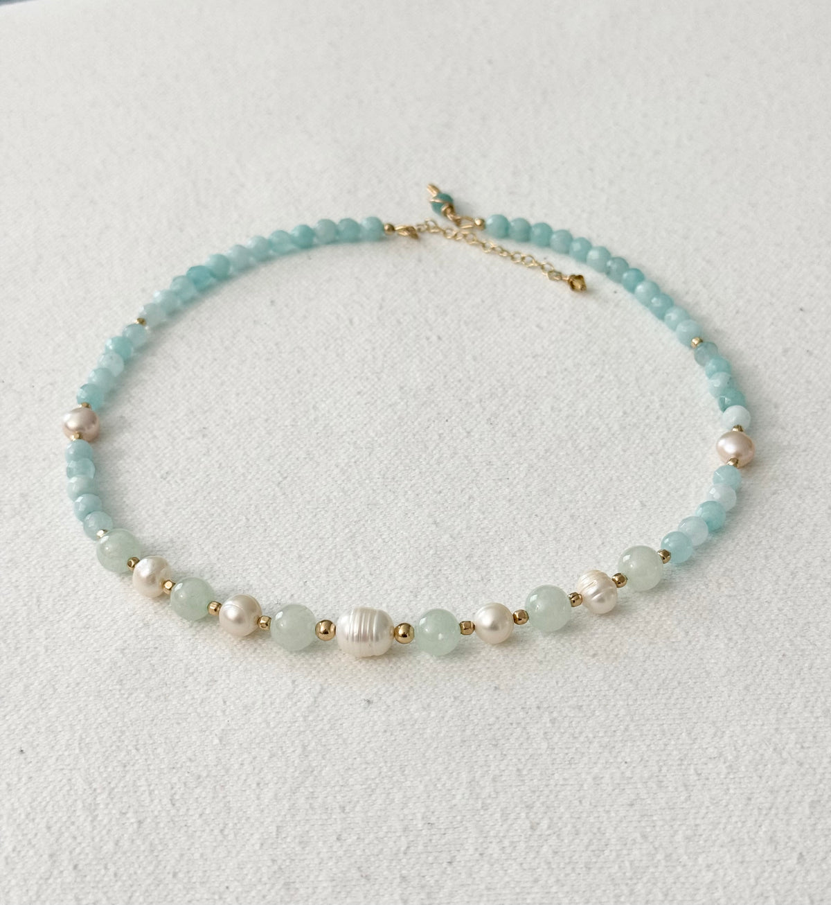 Ocean Breeze Aqua Quartz & Freshwater Pearl Necklace