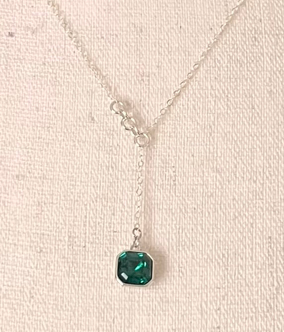 Sterling Silver Emerald Lariat Necklace