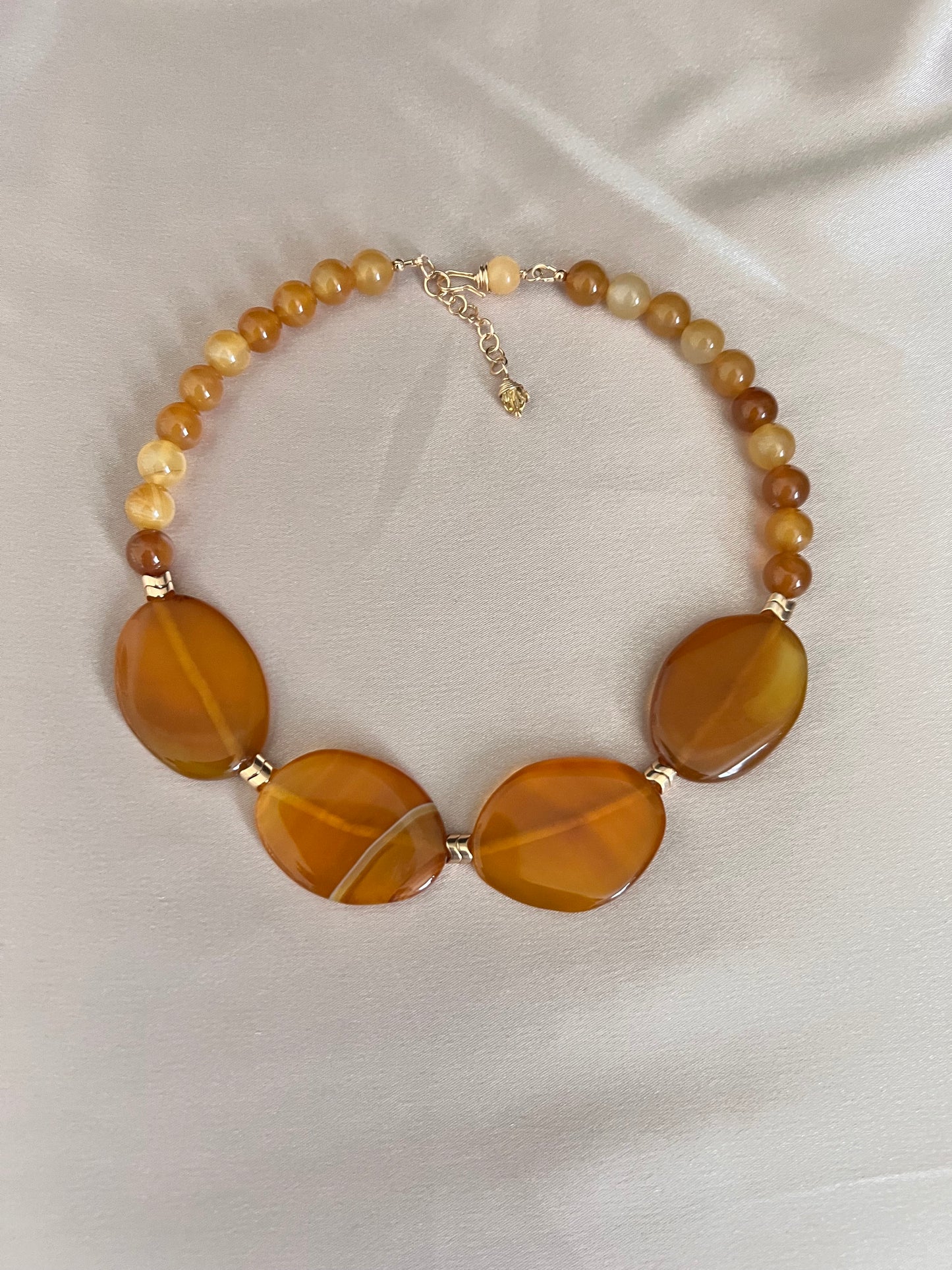 Golden Agate Gemstone Statement Necklace