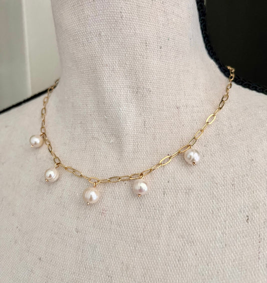 Freshwater Pearl Multi-Charm Necklace