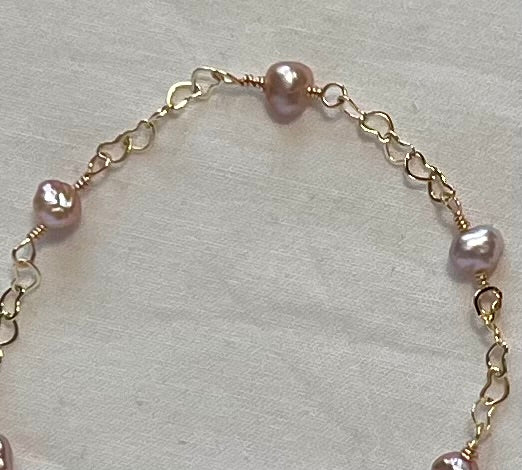 Dainty Pearl Charm Bracelet