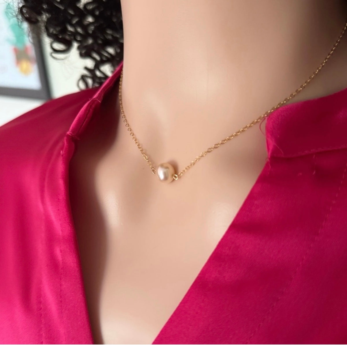 14k Gold-Filled Edison Pearl Pendant Minimalist Necklace