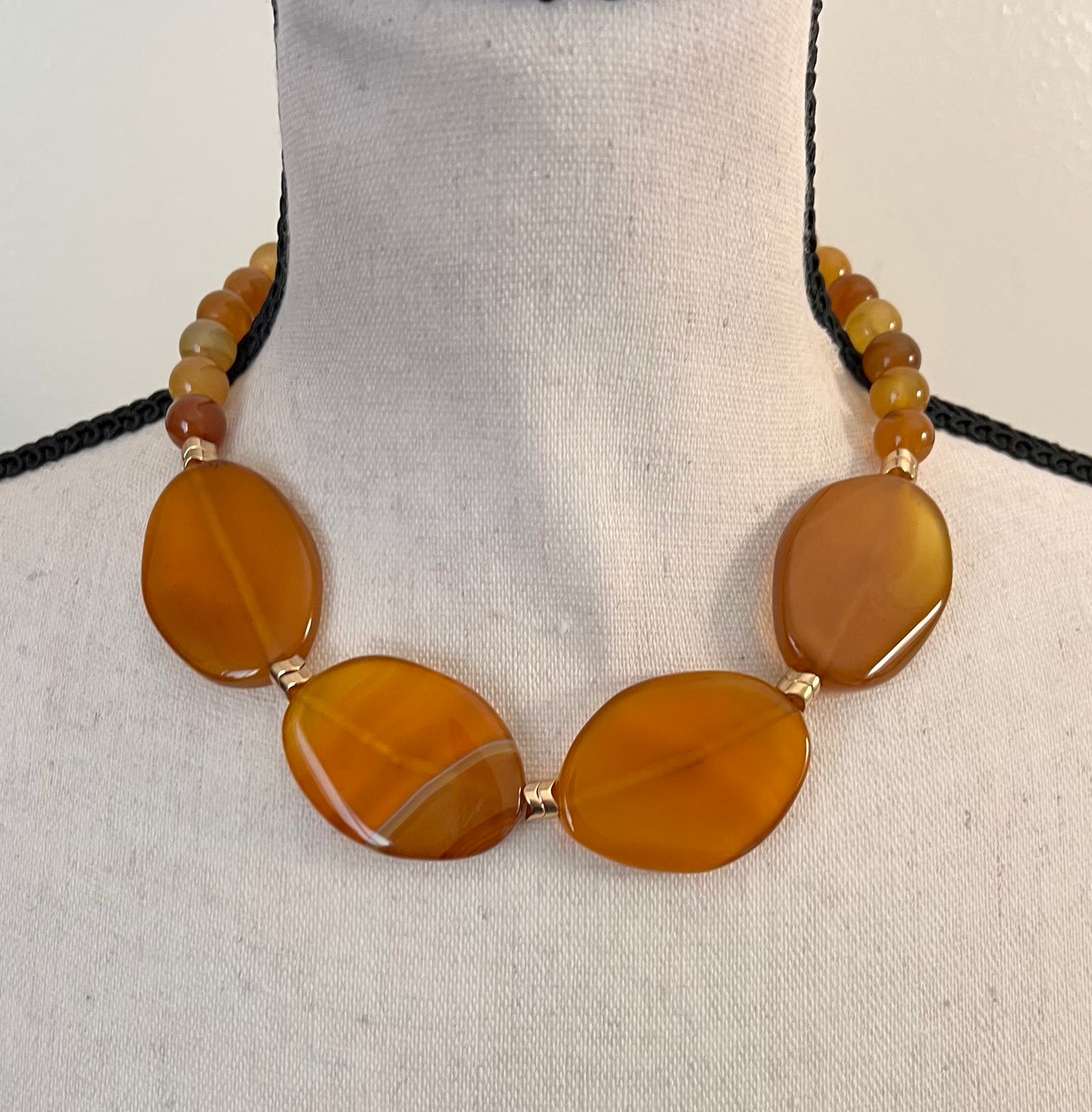 Golden Agate Gemstone Statement Necklace