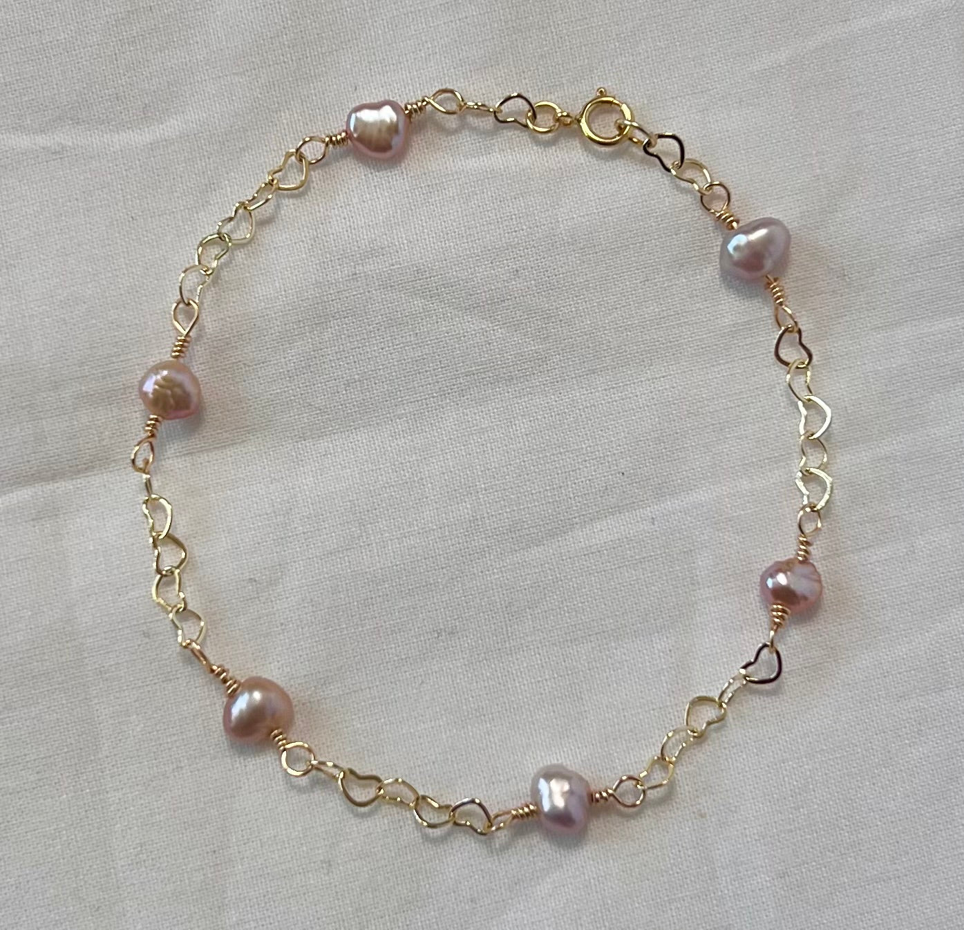 Dainty Pearl Charm Bracelet