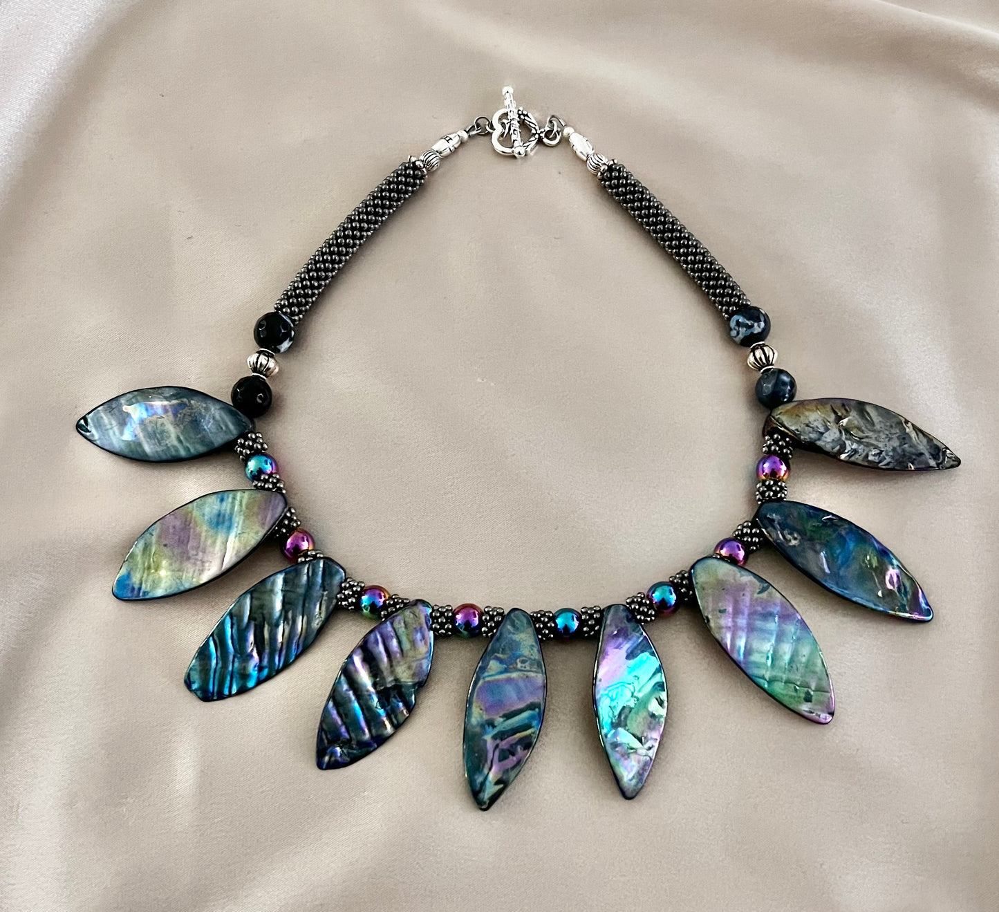 Abalone Shell Leaf Statement Necklace