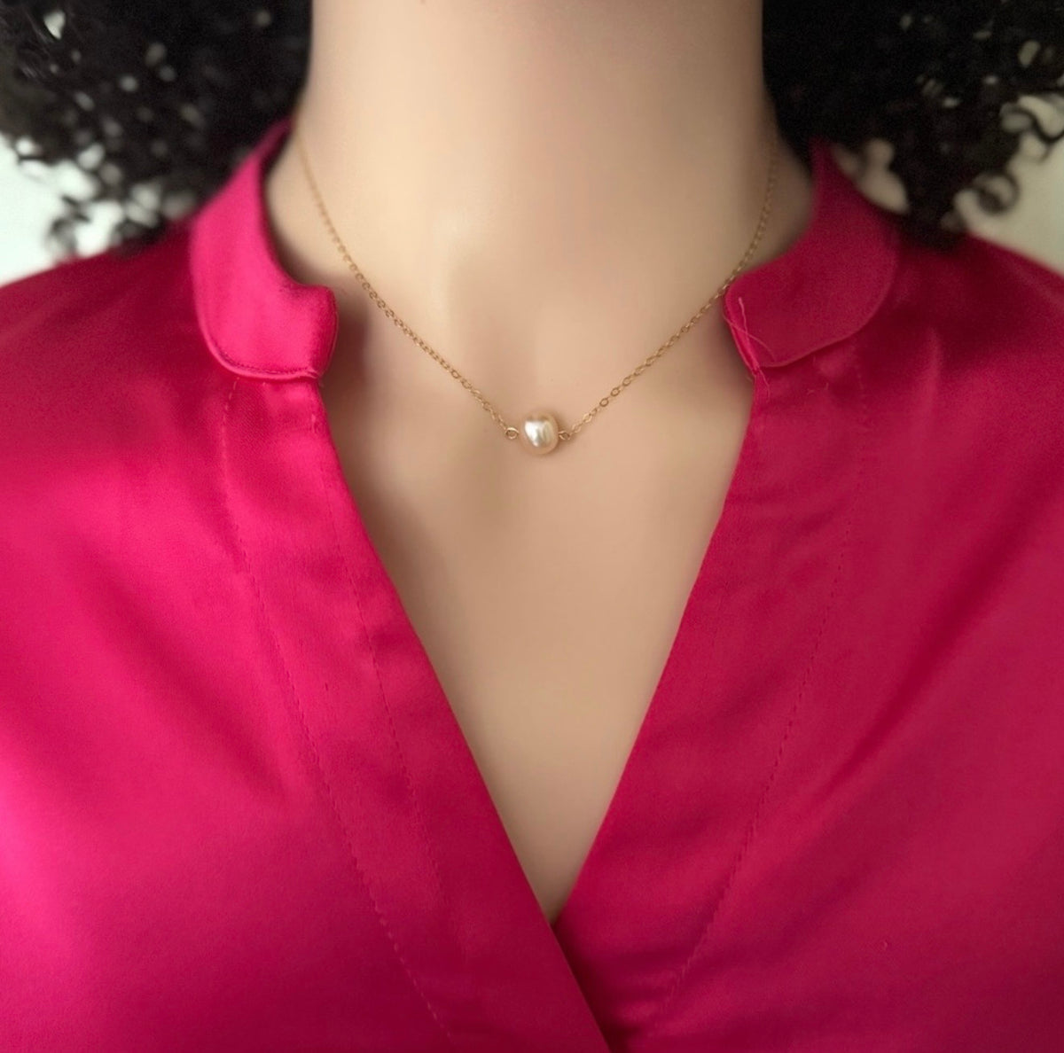 14k Gold-Filled Edison Pearl Pendant Minimalist Necklace