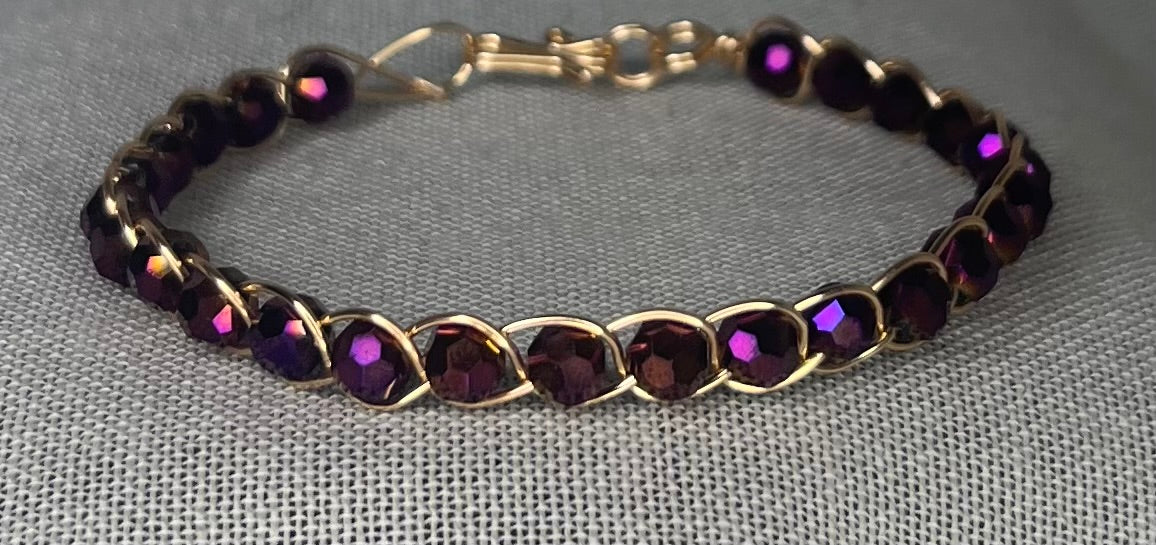 Wire-Weave Bracelet- Gold/Purple