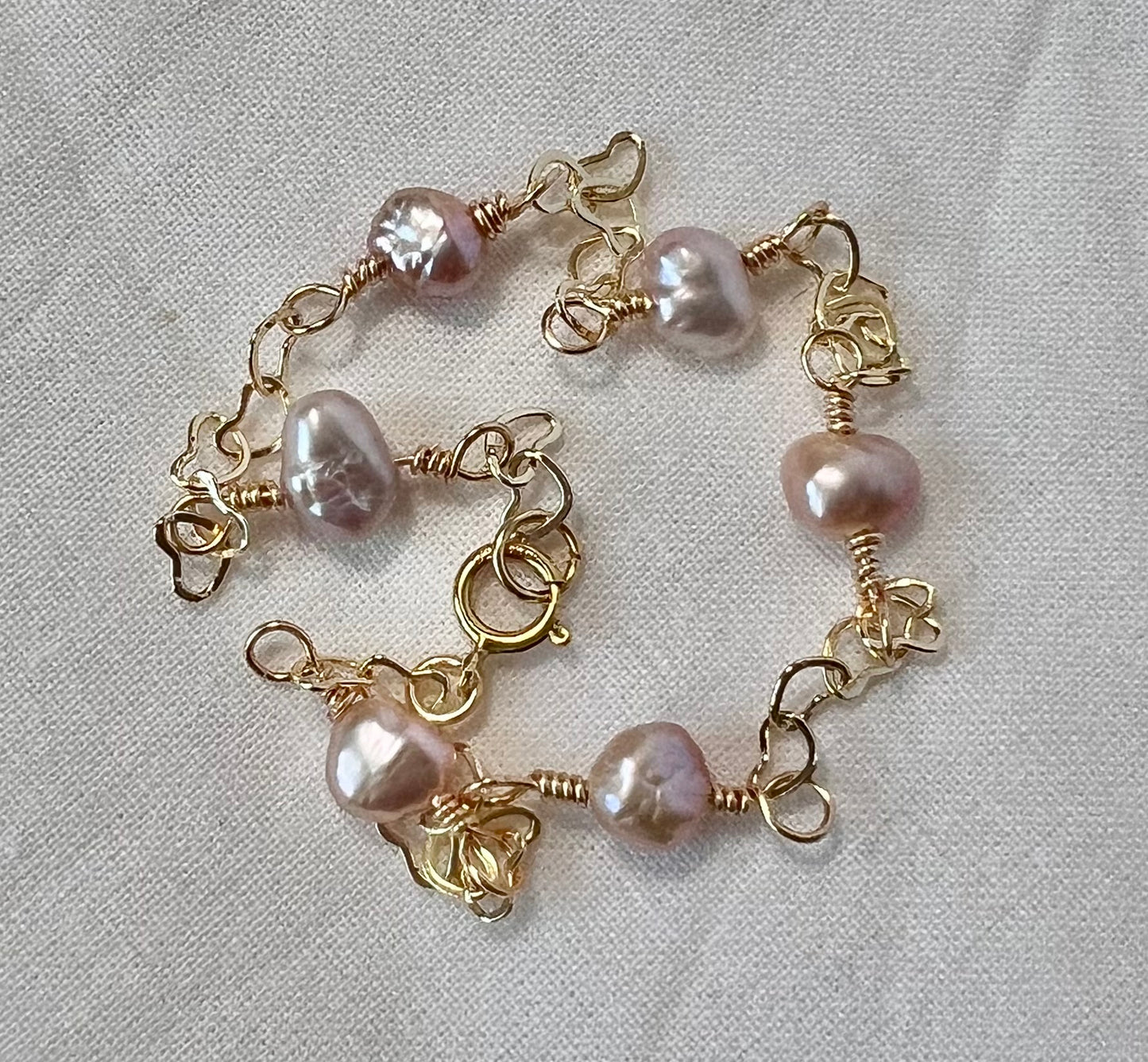 Dainty Pearl Charm Bracelet