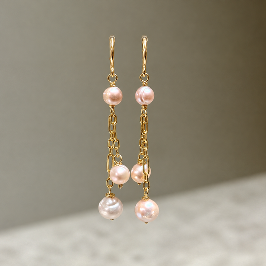 14K Gold-Filled Edison Freshwater Pearl Chain Drop Earrings