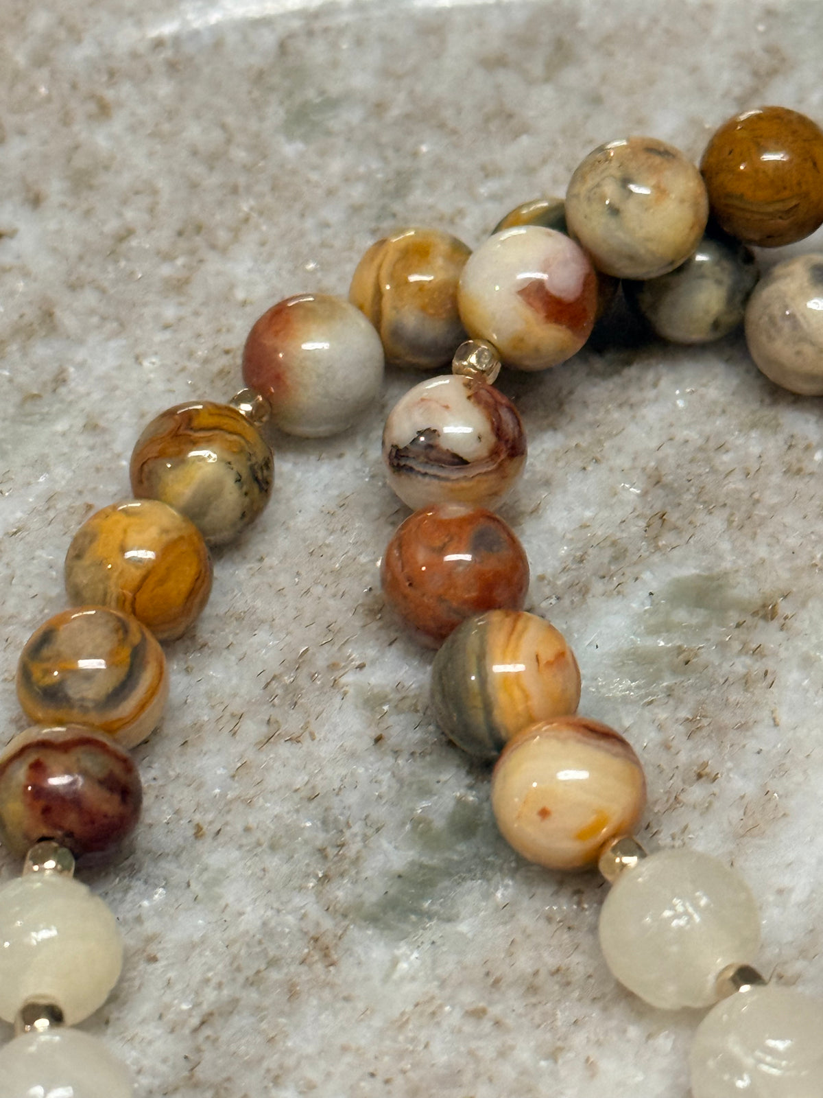 Gold-Rimmed Agate
Geode Pendant & Crazy Lace Statement
Necklace