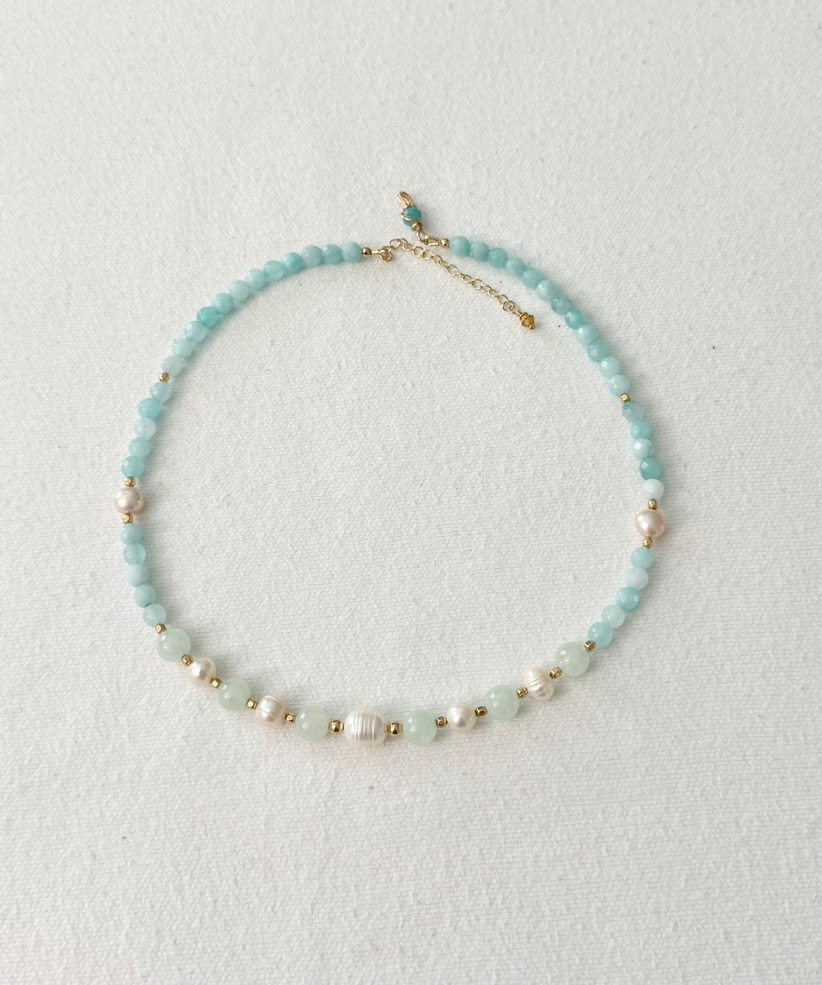 Ocean Breeze Aqua Quartz & Freshwater Pearl Necklace