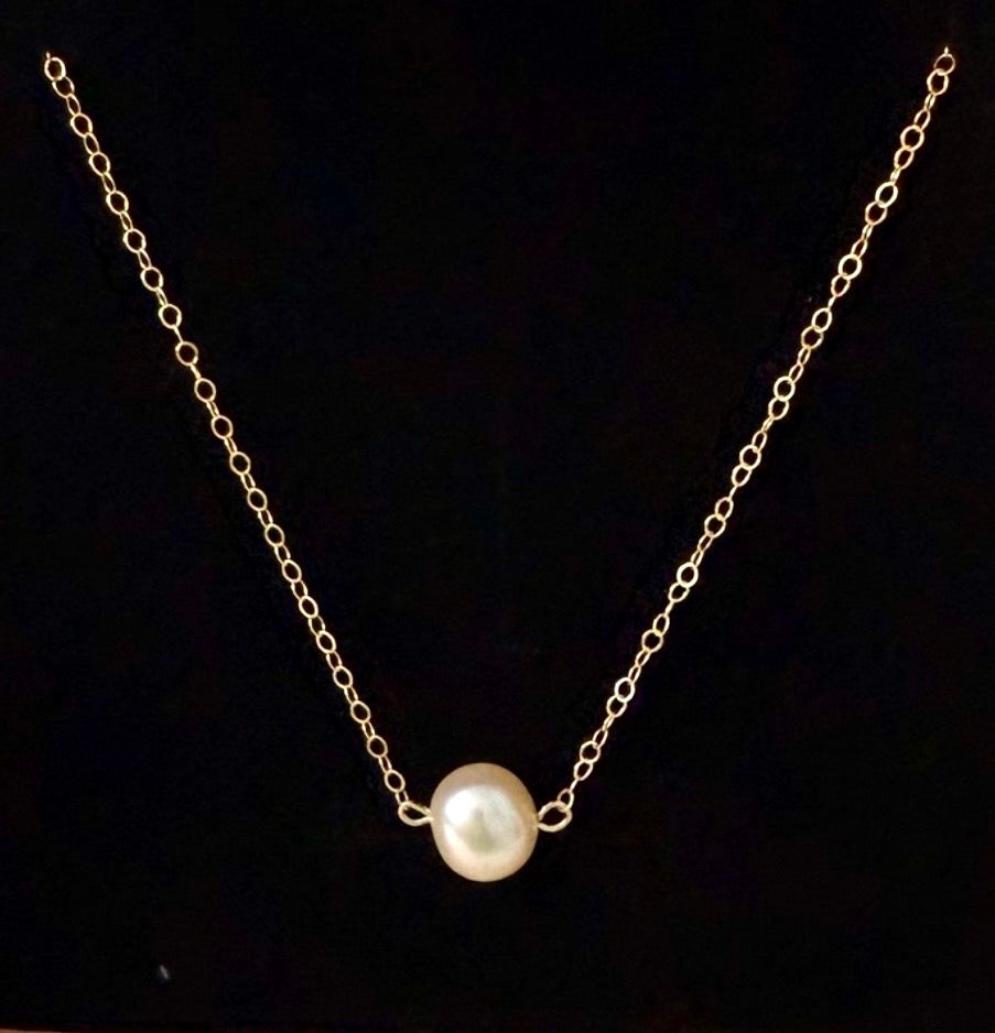 14k Gold-Filled Edison Pearl Pendant Minimalist Necklace
