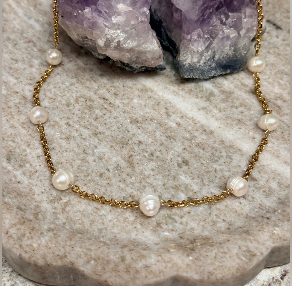 Freshwater Pearl Satellite Station Necklace - 24k Gold-Filled
