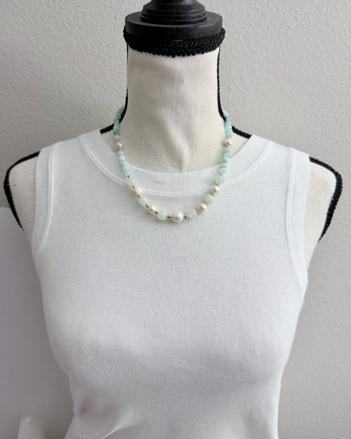 Ocean Breeze Aqua Quartz & Freshwater Pearl Necklace
