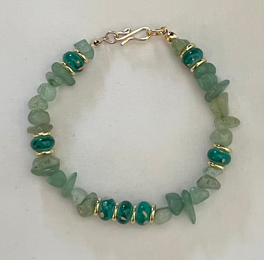 Green Aventurine Mixed Media Bracelet