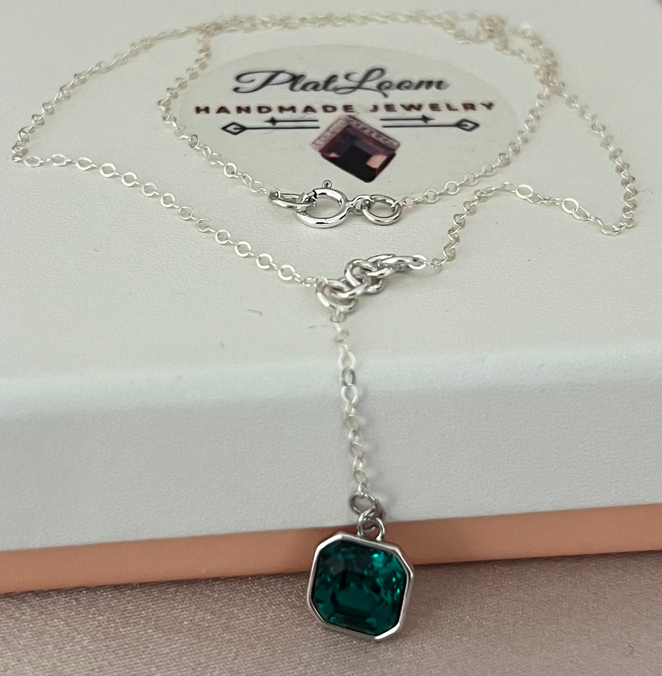 Sterling Silver Emerald Lariat Necklace