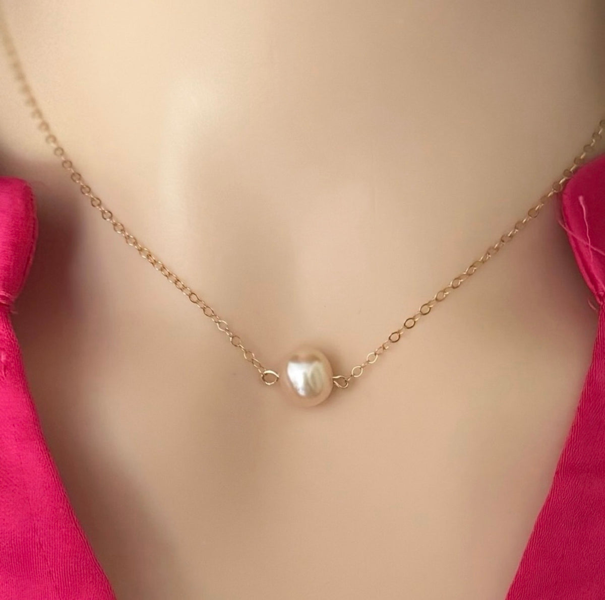14k Gold-Filled Edison Pearl Pendant Minimalist Necklace