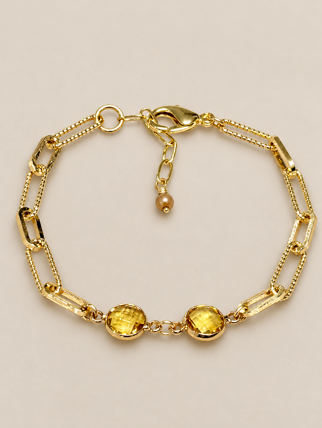 November Birthstone Bracelet in 14K Gold-Filled Chain with Yellow Topaz Crystals