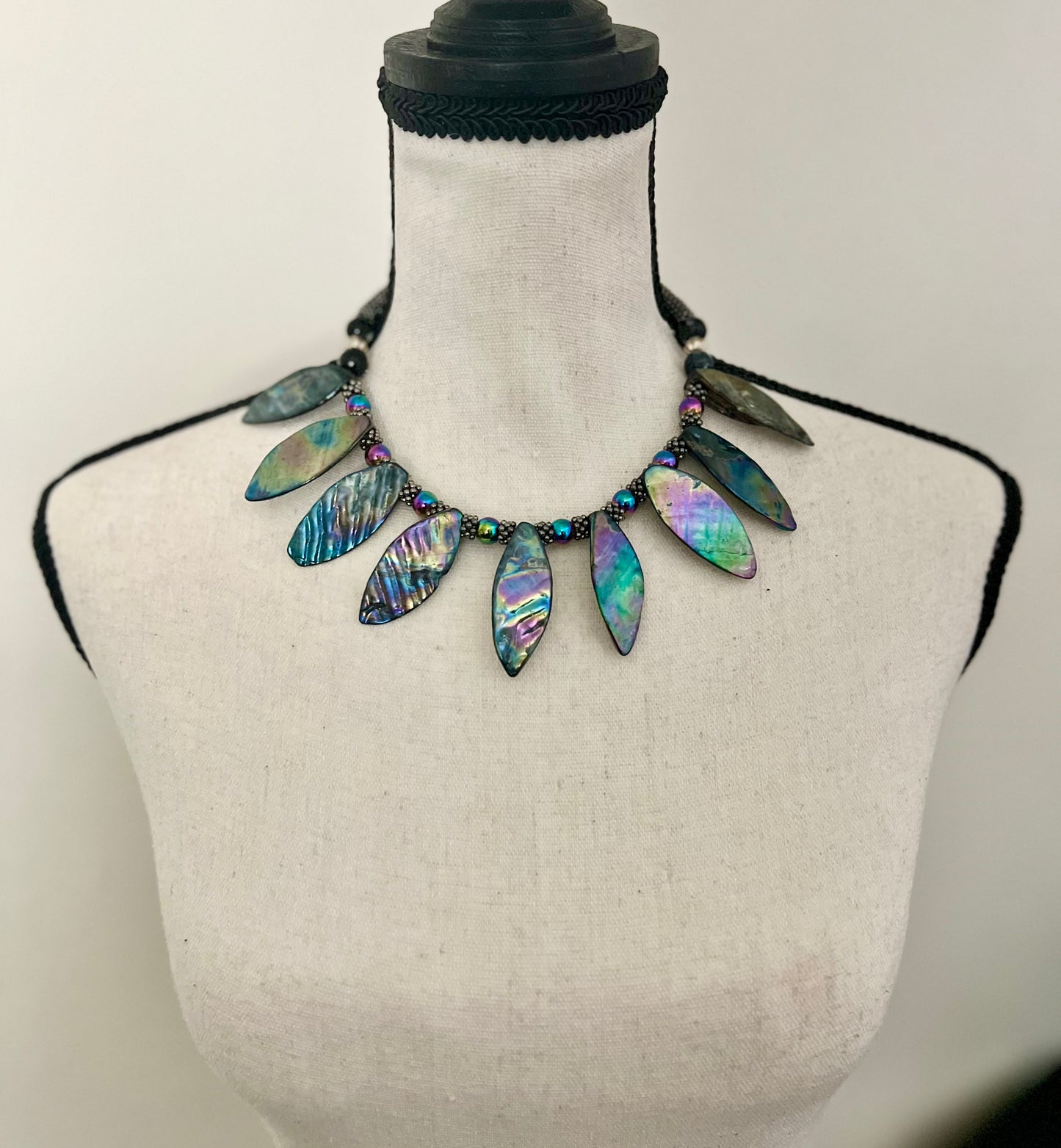 Abalone Shell Leaf Statement Necklace