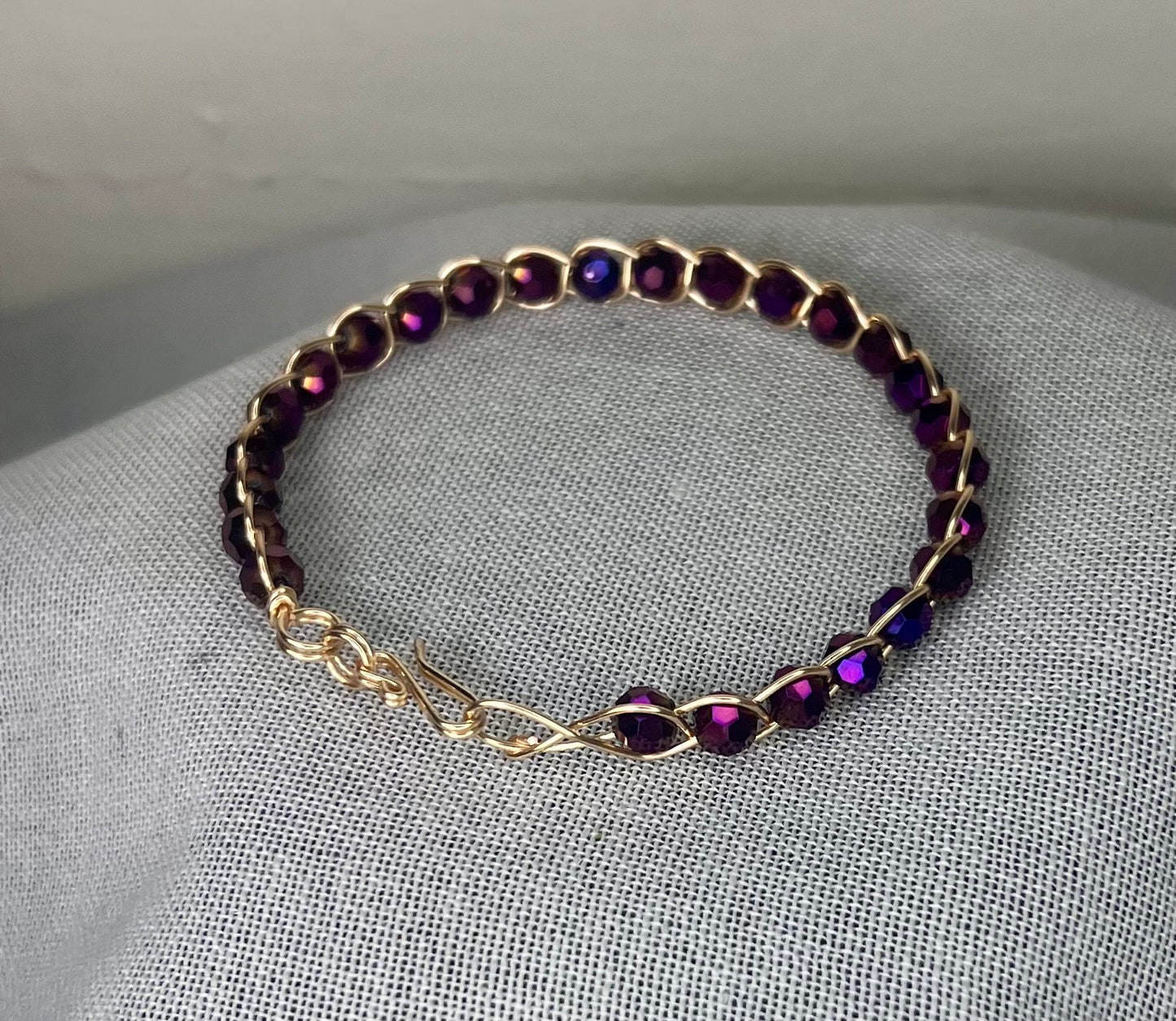 Wire-Weave Bracelet- Gold/Purple