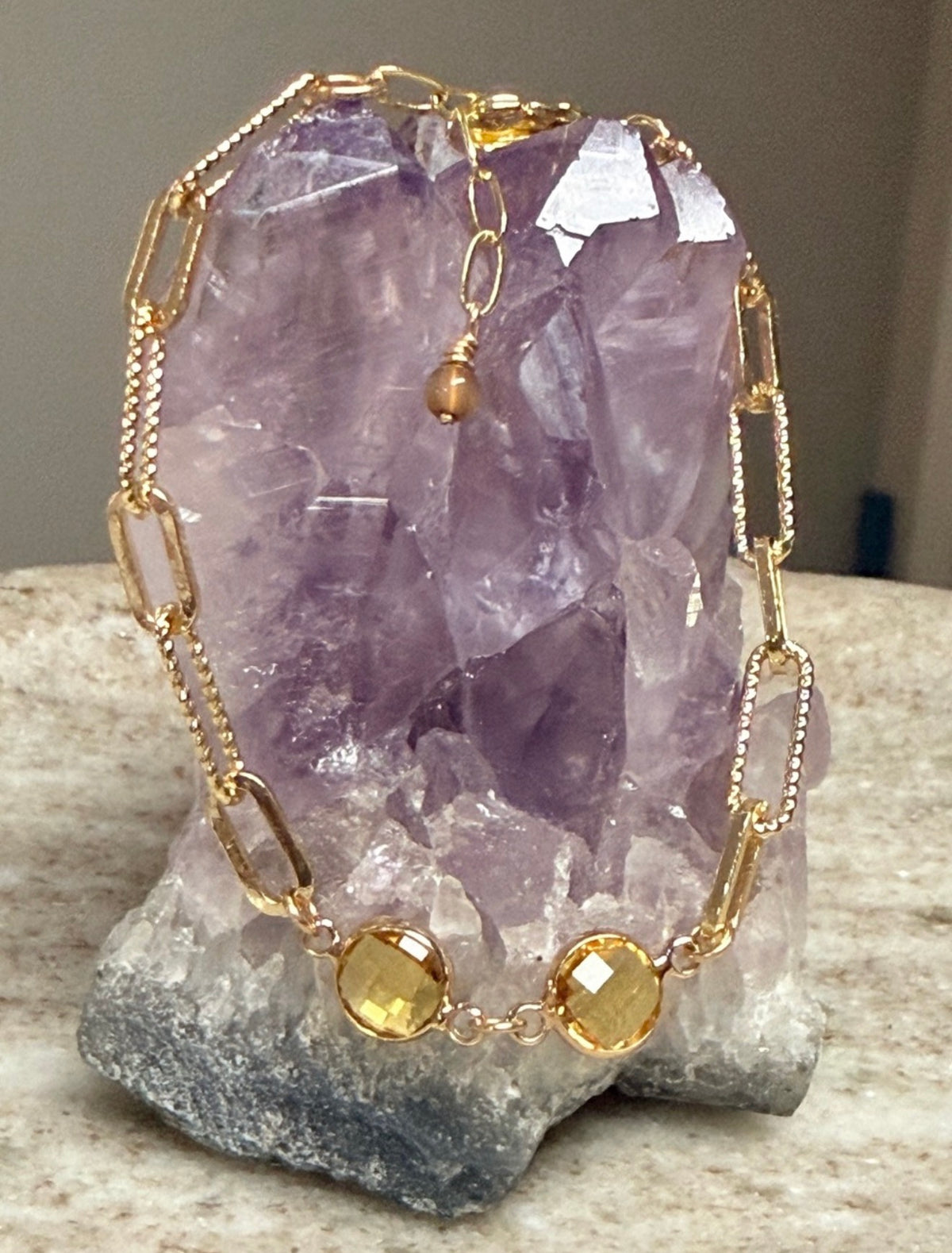 November Birthstone Bracelet in 14K Gold-Filled Chain with Yellow Topaz Crystals